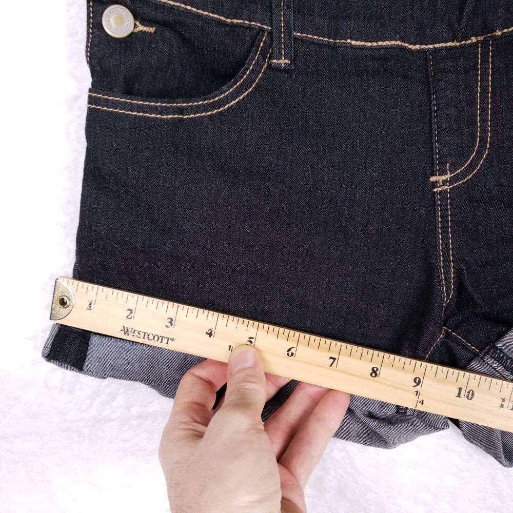 Papaya Jeans Denim Overall Shorts Womens M Dark Wash Adjustable Straps Y2K Indie - Picture 6 of 10